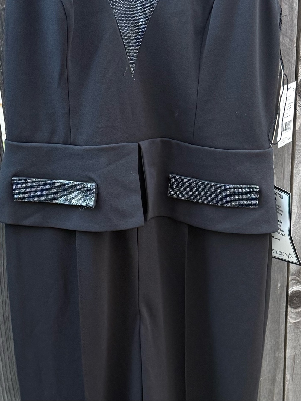 Adrianna Papell Black Sleeveless Wide-Leg Jumpsuit with Satin Trim - Picture 5 of 6